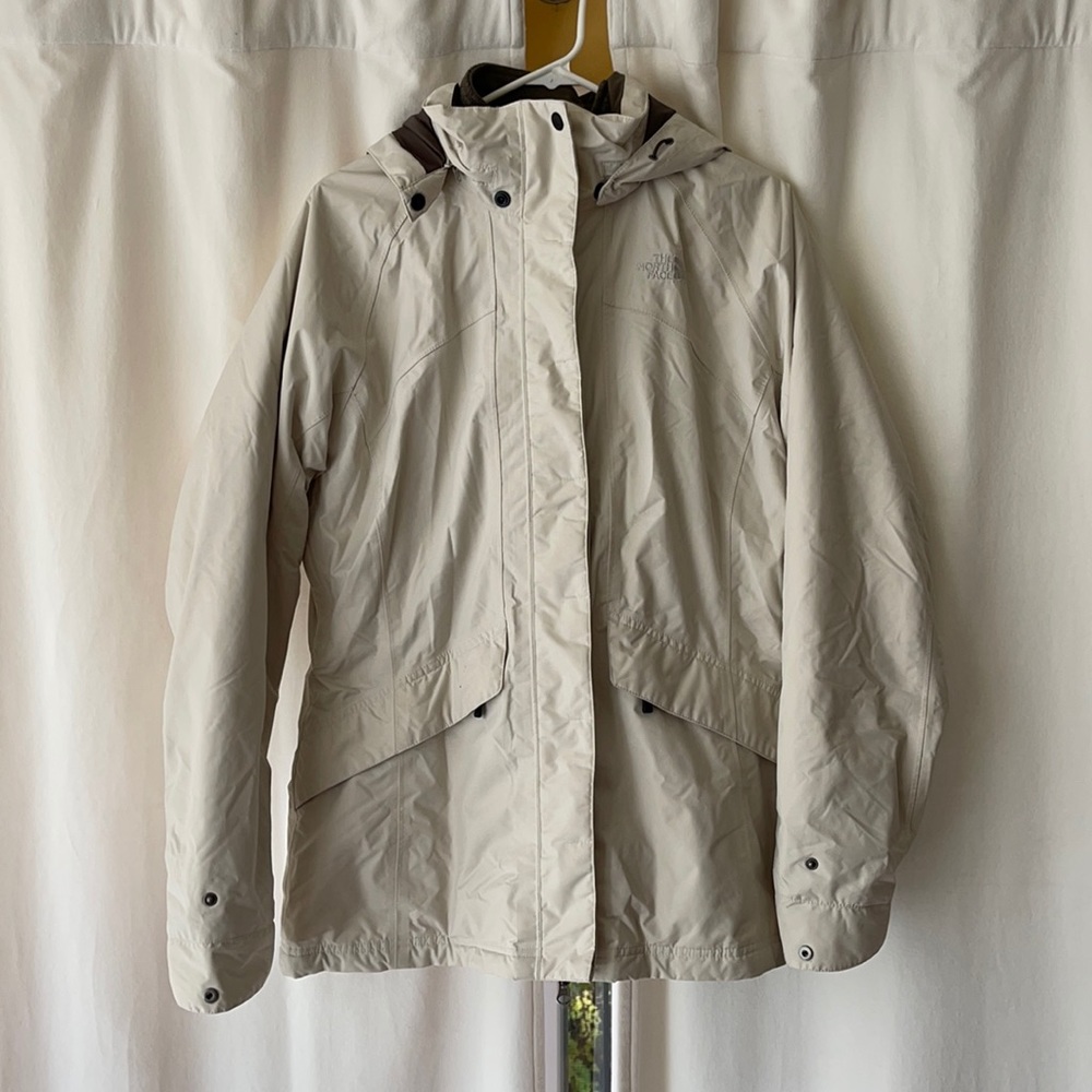 The North Face 3-in-1 Insulated Shell Jacket – White/Gray – Size L – Women's